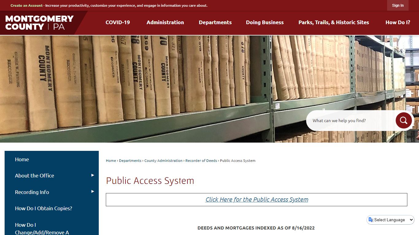 Public Access System | Montgomery County, PA - Official Website